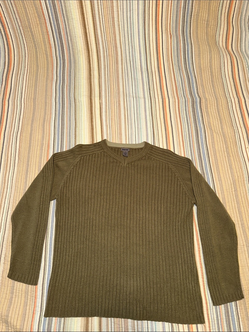 Men's Ribbed Crewneck Sweater in Olive